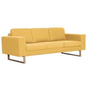 vidaXL Trivietė sofa, geltona, audinys