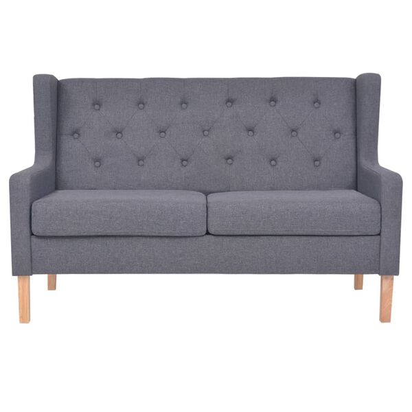 vidaXL Dvivietė sofa, audinys, pilka