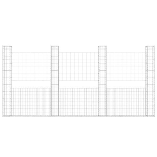 vidaXL Gabionų krepšiai su 4 kolonomis, 380x20x200cm, geležis