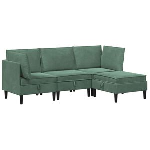 vidaXL Svetainės baldų komplektas 4 pcs Jūrinė žalia Aksomas