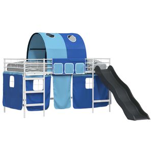 vidaXL Vaikų Lofto Lovos Rėmas Balta ir mėlyna 90 x 200 cm Metalas
