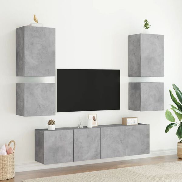 vidaXL Sieninės TV spintelės, 2vnt., betono, 40,5x30x40cm, mediena