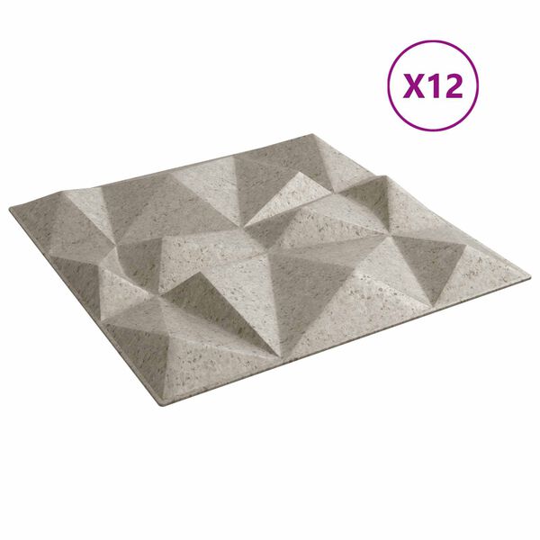 vidaXL Sienų plok&scaron;tės 12 pcs Diamond Beton 50 x 50 cm XPS Putplastis