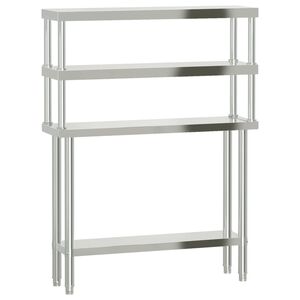 vidaXL Virtuvės darbastalis su lentyna vir&scaron;uje, 110x30x150cm, plienas
