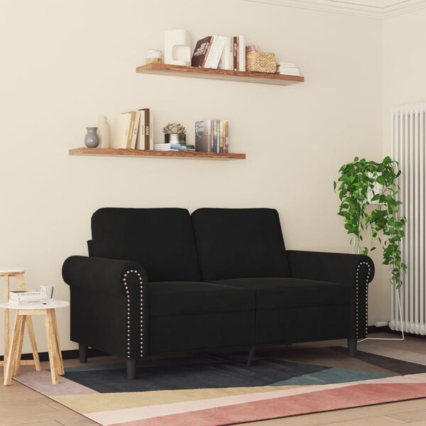 vidaXL Dvivietė sofa, juodos spalvos, 120cm, aksomas