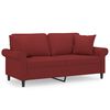 vidaXL Dvivietė sofa su pagalvėmis, raudonojo vyno, 140cm, audinys