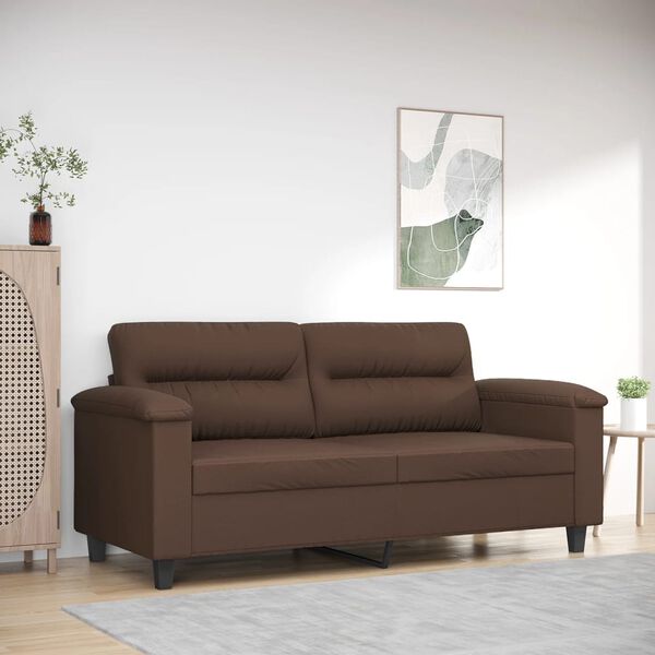 vidaXL Dvivietė sofa, rudos spalvos, 140cm, dirbtinė oda