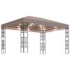 vidaXL Pavėsinė su lempučių girliandomis LED, taupe, 4x3m