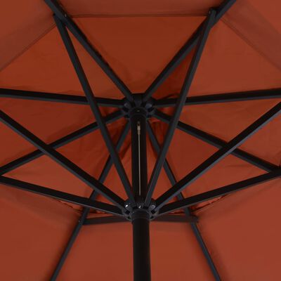 vidaXL Lauko skėtis su aliuminio stulpu, terakota sp., 500 cm