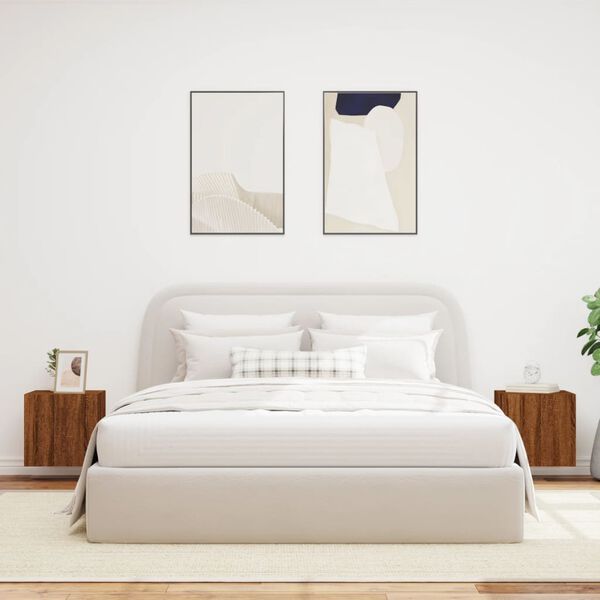 vidaXL Sieninės TV spintelės su LED, 2vnt., rudos, 40,5x35x40cm