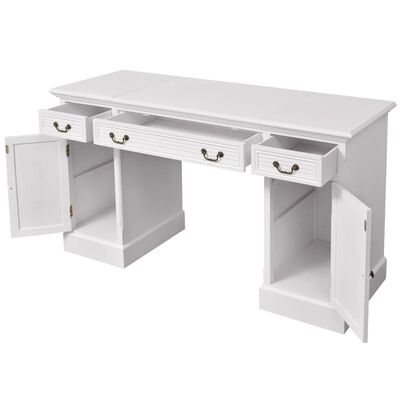vidaXL Dvigubas rašomasis stalas, baltas, 140x48x80 cm