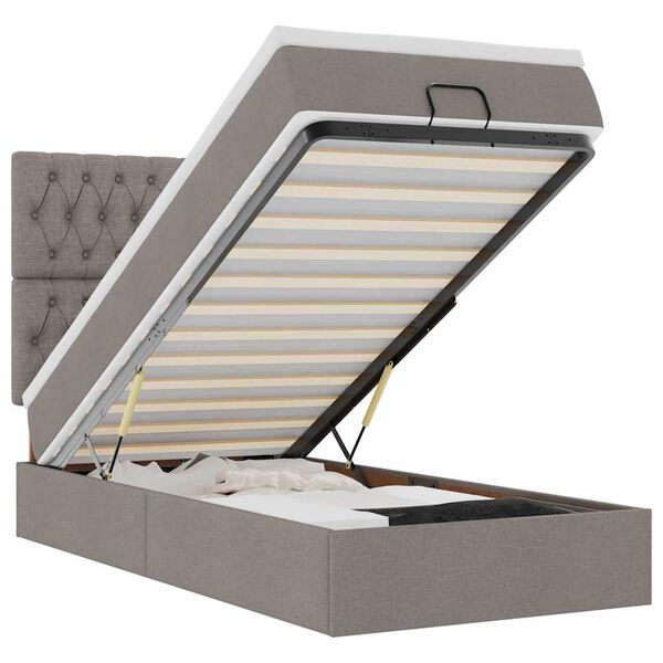 vidaXL Osmanų lovos rėmas su čiužiniu, taupe, 100x200cm, audinys