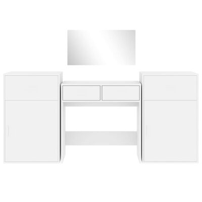 vidaXL Kosmetinio staliuko komplektas, 4 dalių, baltas, mediena