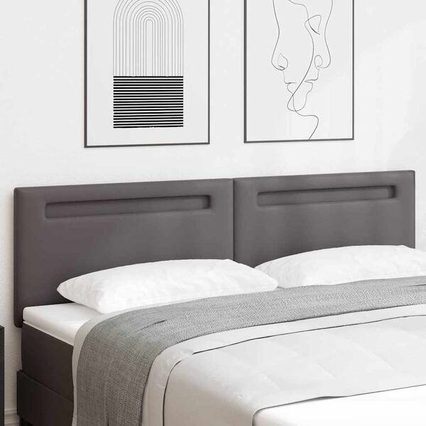 vidaXL LED galvūgalis Pilka 180 cm Dirbtinė oda