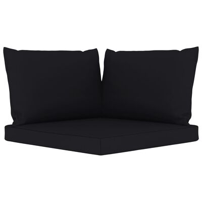 vidaXL Sodo komplektas su juodos spalvos pagalvėlėmis, 6 dalių, pušis