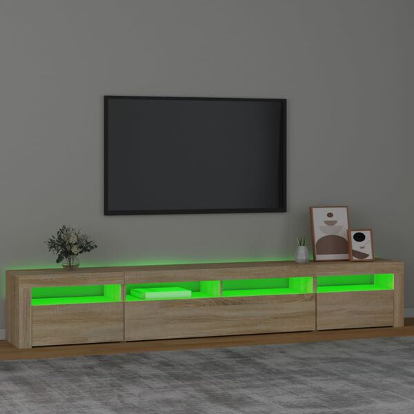 vidaXL Televizoriaus spintelė su LED apšvietimu, ąžuolo, 240x35x40cm