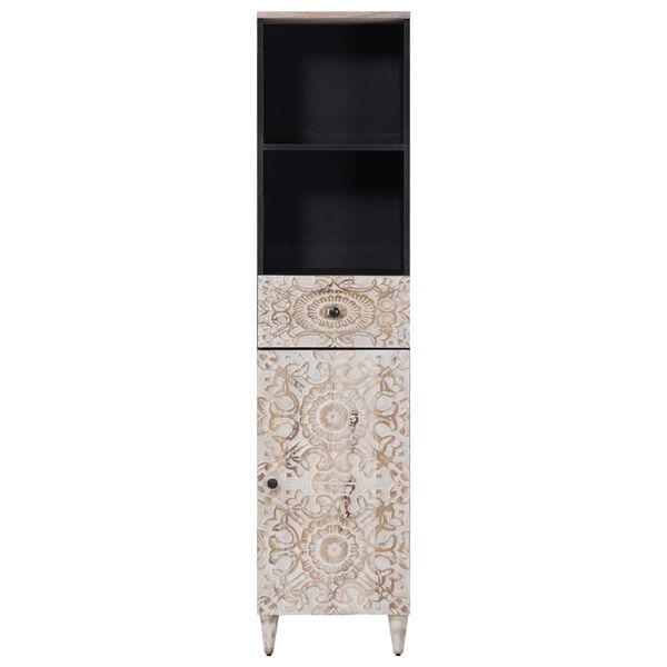 vidaXL Vonios spintelė Balta 38 x 33,5 x 160 cm Kietas mango medis