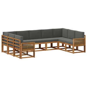 vidaXL Lauko sofos komplektas 9 vnt. Natūralus ir antracitas
