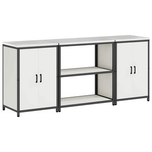 vidaXL Virtuvės saugojimo rinkinys su lentyna su saugykla 3 pcs Balta