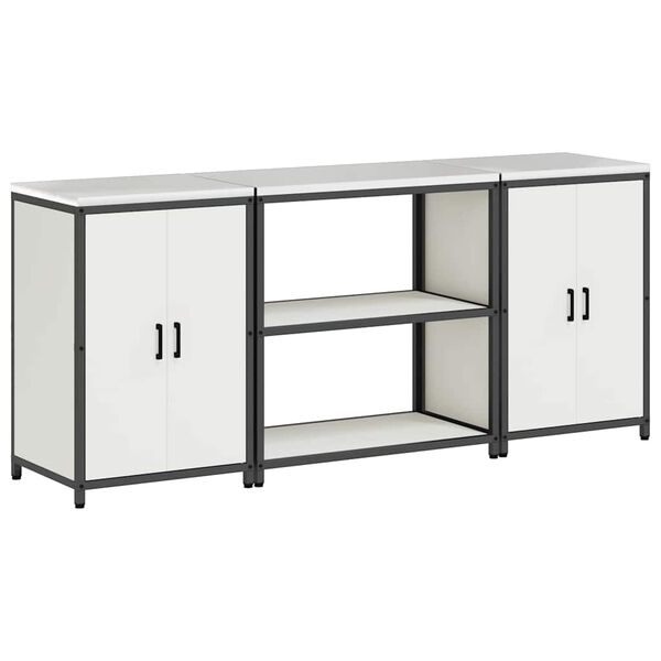 vidaXL Virtuvės saugojimo rinkinys su lentyna su saugykla 3 pcs Balta