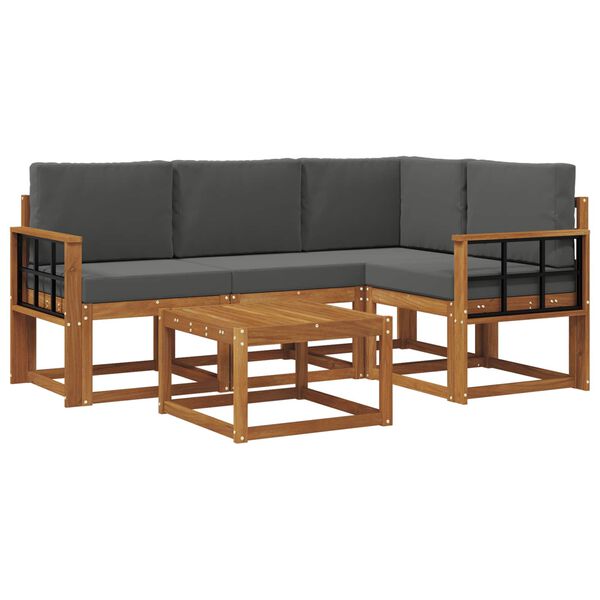 vidaXL Lauko sofos komplektas su pagalve 5 pcs Natūralus ir antracitas