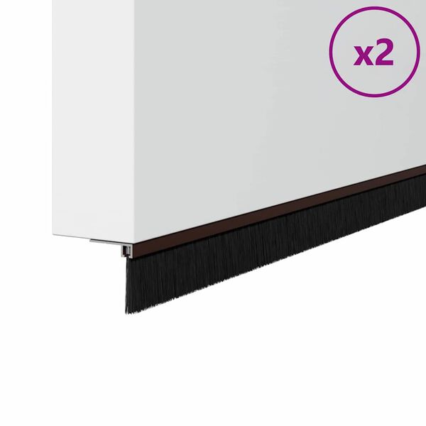 vidaXL Sukabinamų durų šepetėlių sandarikliai 2 pcs Ruda 100 cm