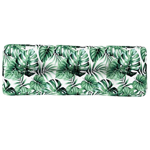 vidaXL Paletės pagalvėlė, 120x40x12cm, audinys, su lapais