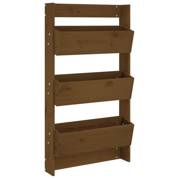 vidaXL Sieninis lovelis, 3 aukštų, medaus rudas, 60x18,5x110cm, pušis