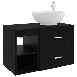 vidaXL Vonios baldų rinkinys 2 pcs Juodojo ąžuolo Apdirbta mediena