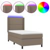 vidaXL Lova su spyruoklėmis/čiužiniu/LED, taupe, 90x190 cm, audinys