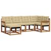 vidaXL Lauko sofos komplektas su pagalve 6 pcs Natūralus ir bežinis