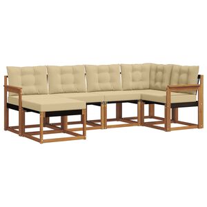 vidaXL Lauko sofos komplektas su pagalve 6 pcs Natūralus ir bežinis