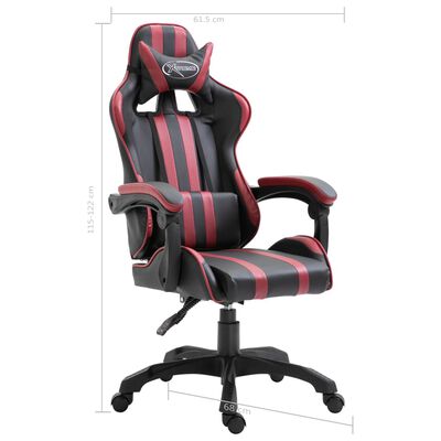 vidaXL Žaidimų kėdė, raudonojo vyno spalvos, dirbtinė oda