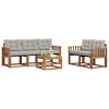 vidaXL Lauko sofos komplektas 6 pcs Natūrali ir &scaron;viesiai pilka