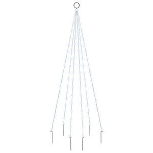 vidaXL Kalėdų eglutė ant vėliavos stiebo, 180cm, 108 &scaron;altos baltos LED