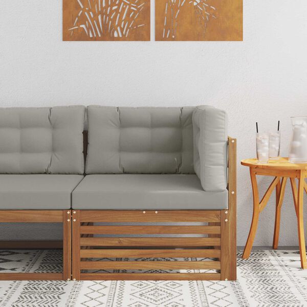 vidaXL Lauko kampinė sofa Kietos akacijos mediena Natūrali