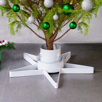 vidaXL Kalėdų eglutės stovas, baltos spalvos, 47x47x13,5cm