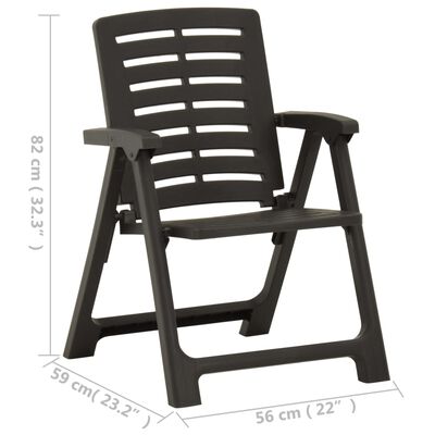 vidaXL Sodo kėdės, 2vnt., antracito spalvos, plastikas