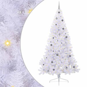 vidaXL Dirbtinė Kalėdų eglutė Balta 240 cm PVC ir Plienas