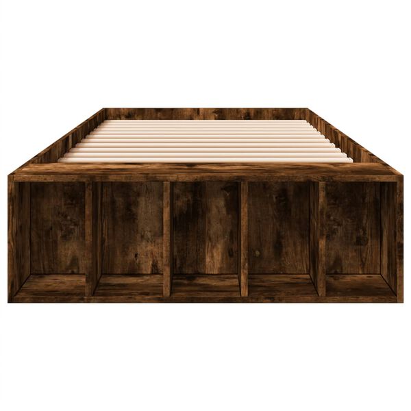 vidaXL Lovos rėmas, dūminio ąžuolo spalvos, 75x190cm, apdirbta mediena