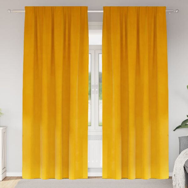 vidaXL Užtemdymo užuolaidos 2 pcs Garučių geltona 140 x 260 cm Aksomas