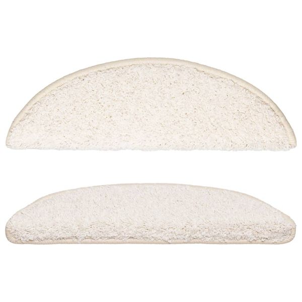 vidaXL Laiptų kilimėliai, 15 vnt., 56x17x3 cm, balti, pusapvaliai