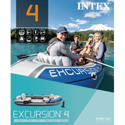 Intex Excursion 4 Pripuč. valties komp., su irklais ir pompa, 68324NP