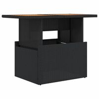 vidaXL Sodo stalas, juodas, 100x55x73cm, poliratanas/akacijos mediena