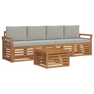 vidaXL Sofų komplektai su pagalve 5 pcs Natūrali ir &scaron;viesiai pilka