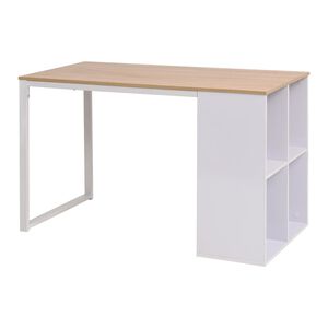 vidaXL Ra&scaron;omasis stalas, 120x60x75cm, balta ir ąžuolo spalva
