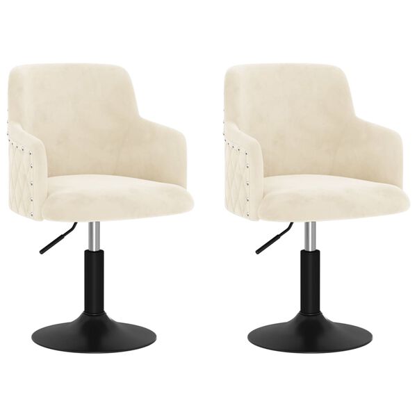 vidaXL Pasukamos valgomojo kėdės, 2vnt., kreminės spalvos, aksomas