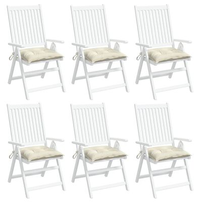 vidaXL Kėdės pagalvėlės, 6vnt., kreminės, 50x50x7cm, oksfordo audinys