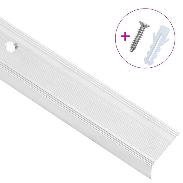 vidaXL Profiliai laiptams, 5vnt., sidabro, 100 cm, aliuminis, L formos