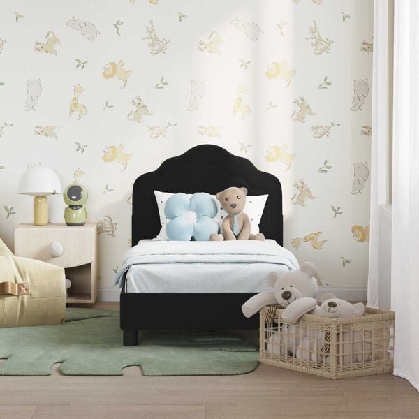 vidaXL Vaikiška Lovo Rėmas su Galvūgaliu Juoda 70 x 140 cm Aksomas